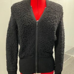 Womens Rag & Bone Brand Black Nubby Zip-Up Sweater, size S